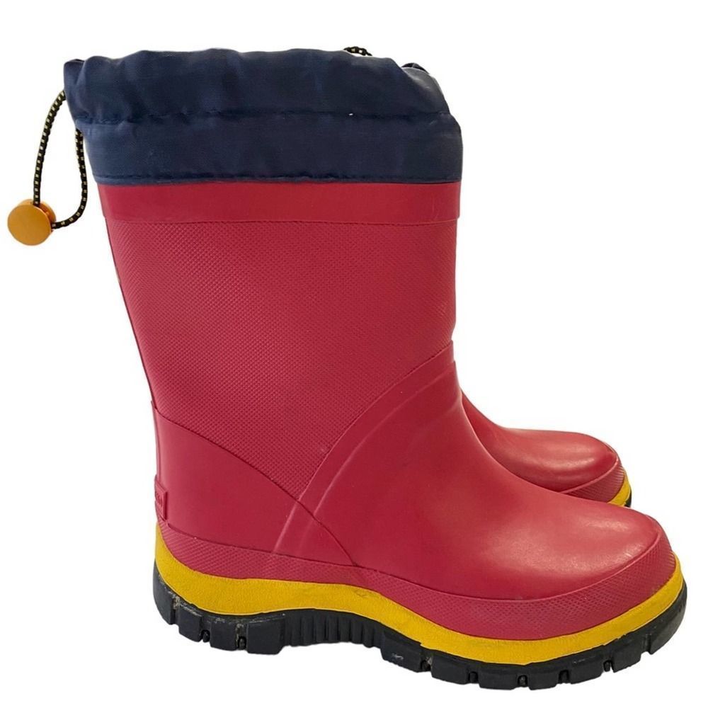 Lands End Youth Rain Snow Boots Size 5 Waterproof insulated Red Drawstring